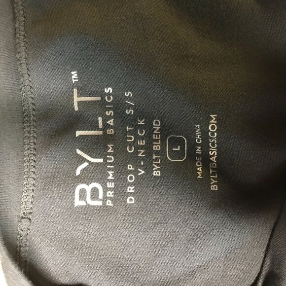 BYLT - MEN'S LARGE -GRAY DROP CUT SHORT SLEEVE V NECK BYLT BLEND T-SHIRT - Picture 7 of 8